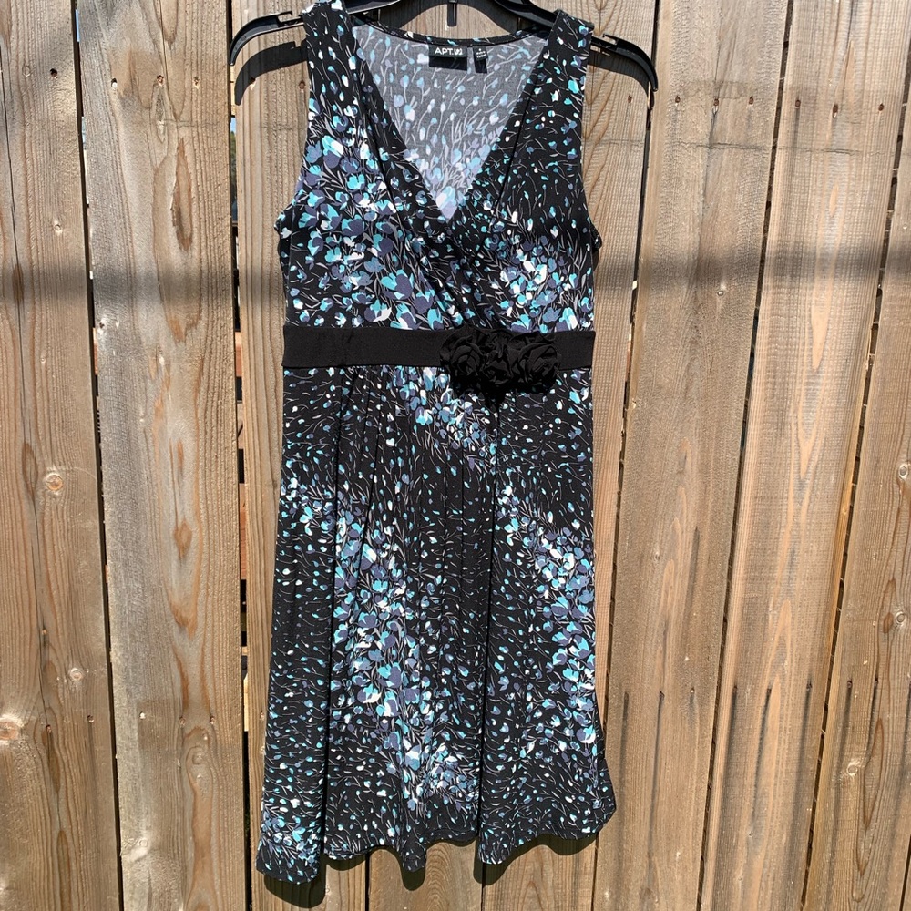 ❤️Casual black and blue print dress